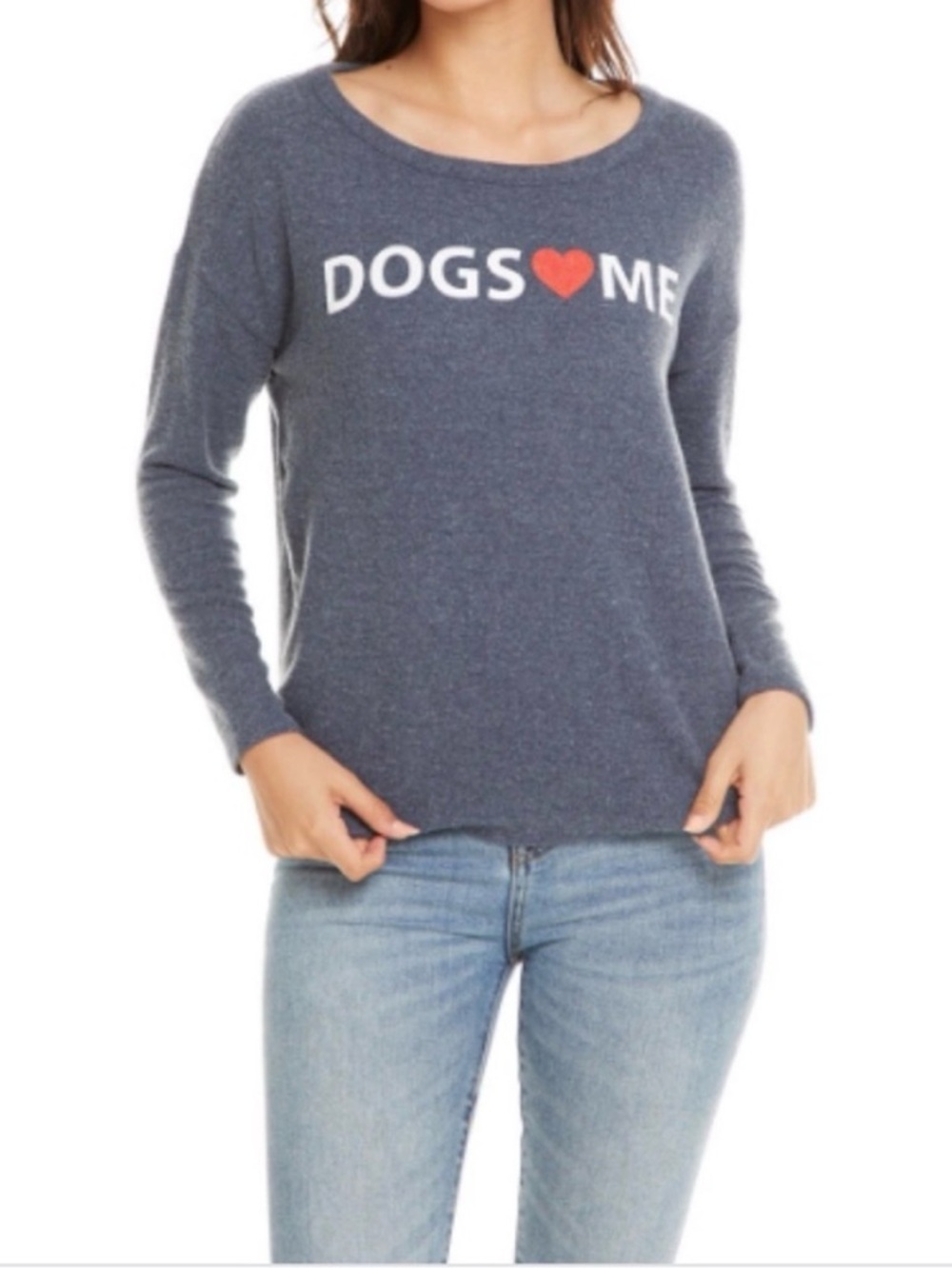 Chaser Women's Navy Blue 'DOGS ♥ ME' Sweatshirt